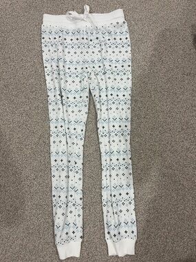 White & Light Blue Fair Isle Pajama Pants